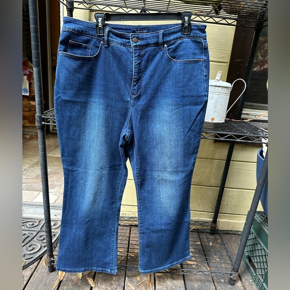 CHARTER CLUB Dark Blue Denim Plus Size Jeans EUC Size 14 Boot Cut - Picture 1 of 11
